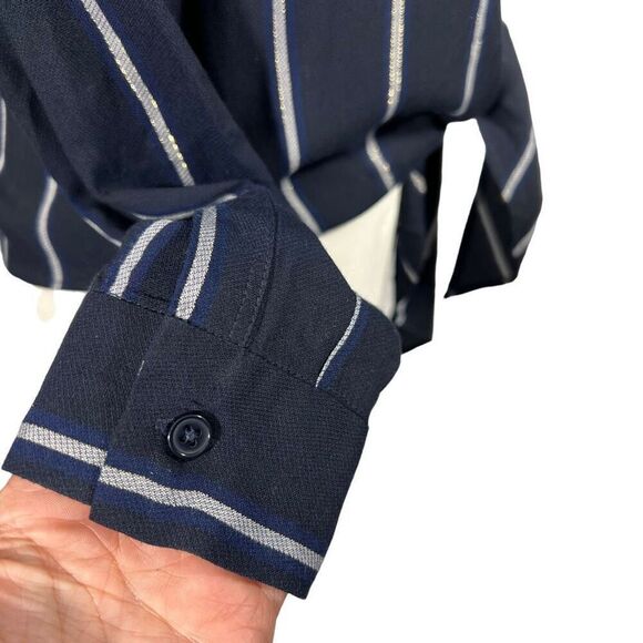 Rails Stripe Long Sleeve Blouse Small Navy Blue & White Womens  Ava Livorno - Picture 7 of 13